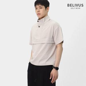 빌리버스 남성 아노락 반집업 반팔티 엠보 스트링 티셔츠 BBLT045