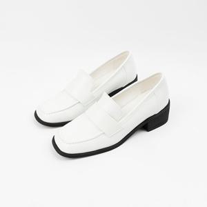 [신난다슈] 여성 구두 펌프스 힐 4cm 여자 페니 로퍼 힐 단화 발편한 통굽 CA252418 화이트