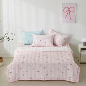 [르헤브] 러블리본 시원한 시어서커 얇은 차렵이불 베개커버 세트 Q