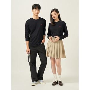 [빈폴멘] [Essential] 남녀공용 수피마코튼 라운드넥 티셔츠 - 블랙 (BC5741E025)