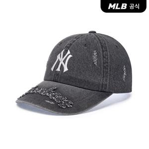 [MLB공식] 25N 빈티지 디스트로이드 데님 언스트럭쳐 볼캡 NY (Black) 3ACPV195N-50BKS
