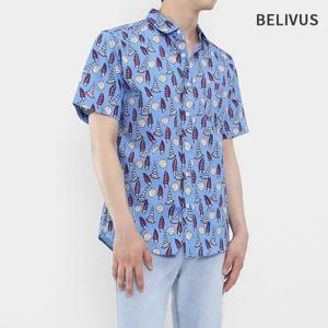 [빌리버스]빌리버스 남성 반팔 셔츠 바다 패턴 여름 남방 BBI052