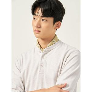 [빈폴멘] 피케 헨리넥 긴소매 티셔츠 - 아이보리 (BC5841C040)