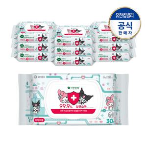 그린핑거 마이멜로디&쿠로미 손소독물티슈 캡30매X10팩