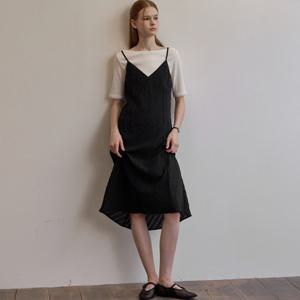 Bias check layered dress - Black [BE25SSOP002BK-]
