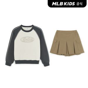 [MLB키즈 공식] 25FW 스트릿 베이직 여아 라글란 맨투맨세트 NY (D.Cream) 7FS2B0654-50CRD