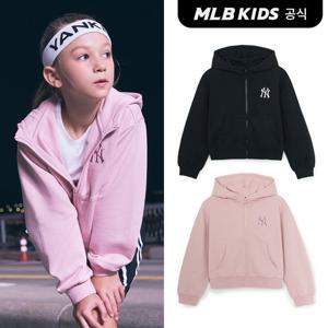 [MLB키즈 공식] 25FW 베이직 여아 스몰로고 크롭 후드 집업 (2color) 7FHDB1154