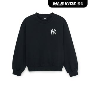 [MLB키즈 공식] 25FW 베이직 스포티브 스몰로고 크롭 여아 맨투맨 NY (Black) 7FMTB2254-50BKS