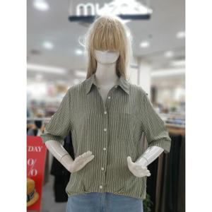 무자크 세이브존09 앞핀턱 단가라 블라우스 MP6WBL02