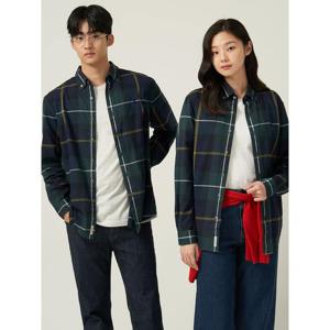 [빈폴멘] [Essential] 남녀공용 플란넬 헤릿 체크 셔츠 - 그린 (BC5964E06M)
