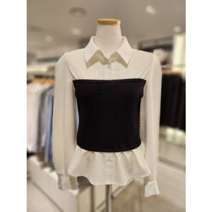 [SOUP]숲 니트 배색 블라우스 (SB9LS82)