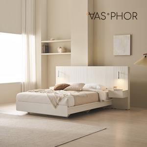 바스포르 시손느 템바보드 LED조명 평상형 호텔침대 Q+컴포트유로탑+협탁2(400+400)