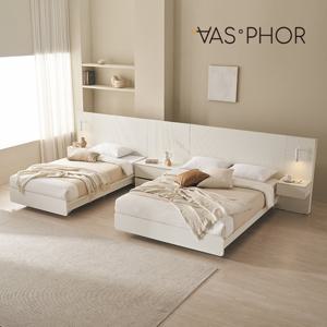 바스포르 시손느 템바보드 LED조명 평상형 호텔침대 Q+컴포트유로탑+협탁2(400+800)