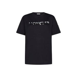 26 SS 몽클레어 로고 엠벨리쉬드 숏슬리브 크루네크 티셔츠 블랙 8C00028829HP