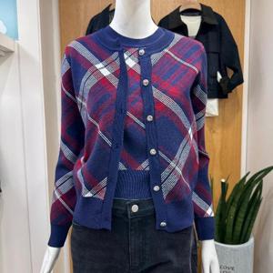 클리지 DP01 체크 패턴 가디건 니트탑 세트 CP8WSU02