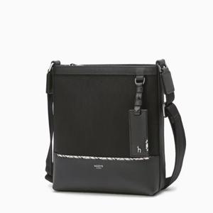 [헤지스ACC] 블랙 나일론 혼방 체크라인 크로스백 HJBA6E061BK