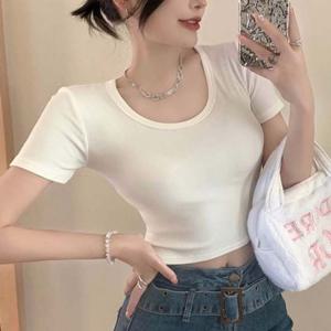 스판 섹시티 미친스판 G126181 크롭티 U넥 배꼽티