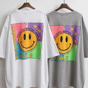 빅사이즈 나염 반팔티 박시 의류 306O347S 스마일 빅