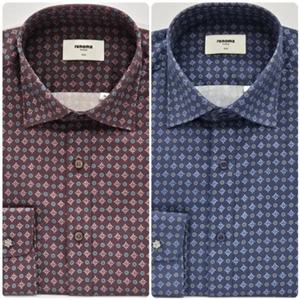 [레노마셔츠]슬림핏/긴소매/기하학 올오버 프린트 셔츠 ROFSL107