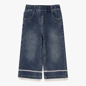 [치크(키즈)]레이스 배색 와이드 기모 데님 CKTJ25T80