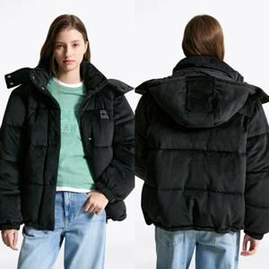 [타미진] 여성 레귤러핏 T32F7WJC47TWT1 기본 데일리 후드 탈부착 퀼팅 벨벳 푸퍼 패딩 자켓 SC