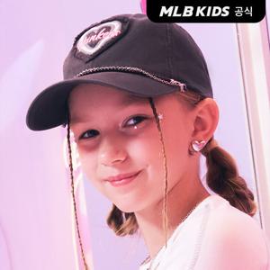 [MLB키즈 공식]25N 여아 체인 장식 워싱 볼캡 NY (Charcoal Grey)7FCPH015N-50CGS