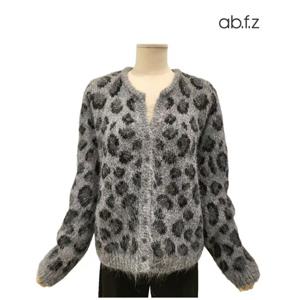 [에이비에프지]헤오파드 패턴 포인트 울 퍼 니트 가디건 APZ4HY45L