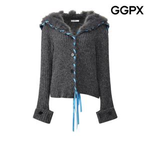 [지지피엑스]컬러 꽈배기 퍼 세라 카라 니트 가디건 GP9KG011F