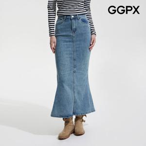 [지지피엑스]절개 머메이드 데님 맥시 스커트 GP9SK016F