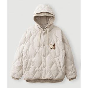 [지프]JQ4JPF305 라이트베이지 여성전용 니트 후드 다이아 퀼팅