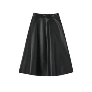 [LAP] 랩 페이크레더 뒷밴딩 플레어 롱스커트 (AR4LSB40)