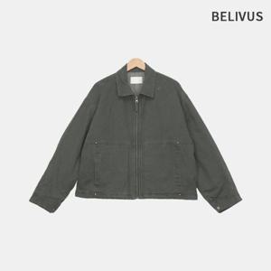 빌리버스 남자 미니멀 세미오버핏 4온스 누빔 코튼 블루종 자켓 BYHT015