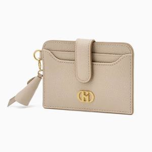 [헤지스ACC] 베이지 H장식 소가죽 카드지갑 [참장식 포함] HIHO6E661I2