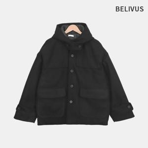 빌리버스 남자 오버핏 헤비 오버핏 하이넥 하프 후드 코트 BDGT001