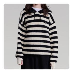 에꼴리에 HC33 스트라이프 워머 후드 니트티 25D5083