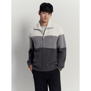 [빈폴멘] 부클 컬러블럭 집업 카디건  그레이 (BC595AC393)