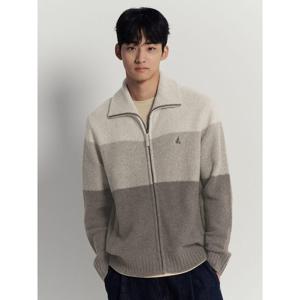 [빈폴멘] 부클 컬러블럭 집업 카디건  베이지 (BC595AC39A)