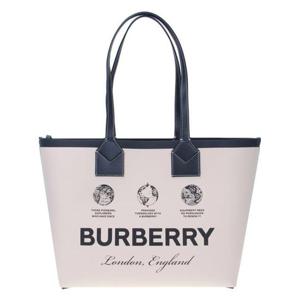 [버버리] 라벨 프린트 코튼 미디엄 런던 토트 백 / 8063121 1
