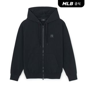 [MLB공식] 26SS 공용 베이직 스몰로고 오버핏 후드집업 NY (Black) 3ATRB0161-50BKS