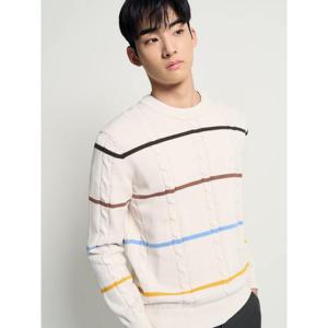 [빈폴멘] 케이블 스트라이프 니트  아이보리 (BC6151C010)