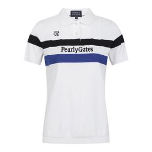 파리게이츠반팔티 NQC 531D1TO401_WH 공용 배색 라인 로고 인타샤 칼라 반팔 니트