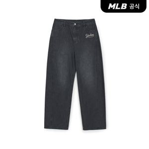 [MLB공식] 26SS 남성 바시티 레터링 커브드 와이드 데님팬츠 NY (Black) 3LDPV0261-50BKS