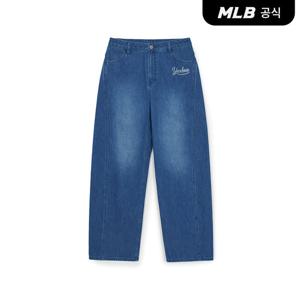 [MLB공식] 26SS 남성 바시티 레터링 커브드 와이드 데님팬츠 NY (Indigo) 3LDPV0261-50INS
