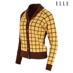 엘르골프 세이브존01 여성 체크 숄에리 버튼업 가디건(SET) 6J63701 600