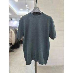 바쏘옴므 세이브존03 바쏘옴므 25 그린 면 혼방 와플 라운드넥 반팔 니트 WSAGZ2WR19AGNA