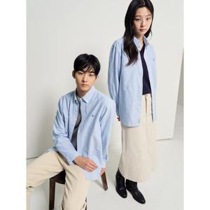 [빈폴멘] [Essential] 남녀공용 옥스퍼드 스트라이프 셔츠 - 스카이 블루 (BC6164E01Q)