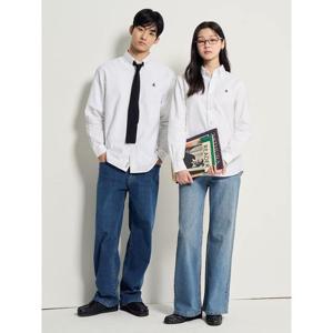 [빈폴멘] [Essential] 남녀공용 옥스퍼드 솔리드 셔츠 - 화이트 (BC6164E051)