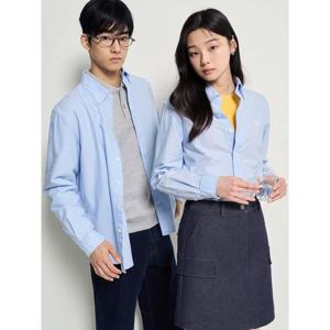 [빈폴멘] [Essential] 남녀공용 옥스퍼드 솔리드 셔츠 - 스카이 블루 (BC6164E05Q)