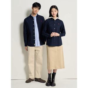 [빈폴멘] [Essential] 남녀공용 옥스퍼드 솔리드 셔츠 - 네이비 (BC6164E05R)