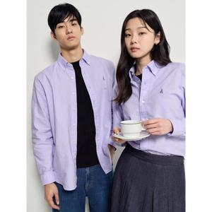 [빈폴멘] [Essential] 남녀공용 옥스퍼드 솔리드 셔츠 - 라이트 퍼플 (BC6164E05V)